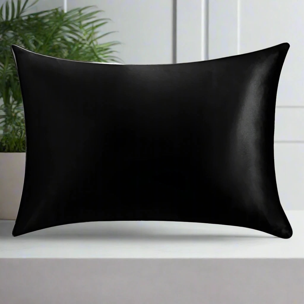 Satin Pillowcase for Hair and Skin Care : Black