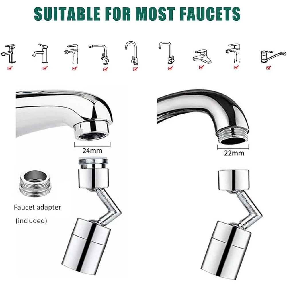 720° Bathroom Faucet Attachment - Rotating Head for Versatile Use