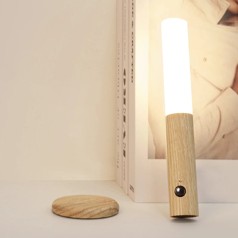 LED night light with imitation wood design for decor