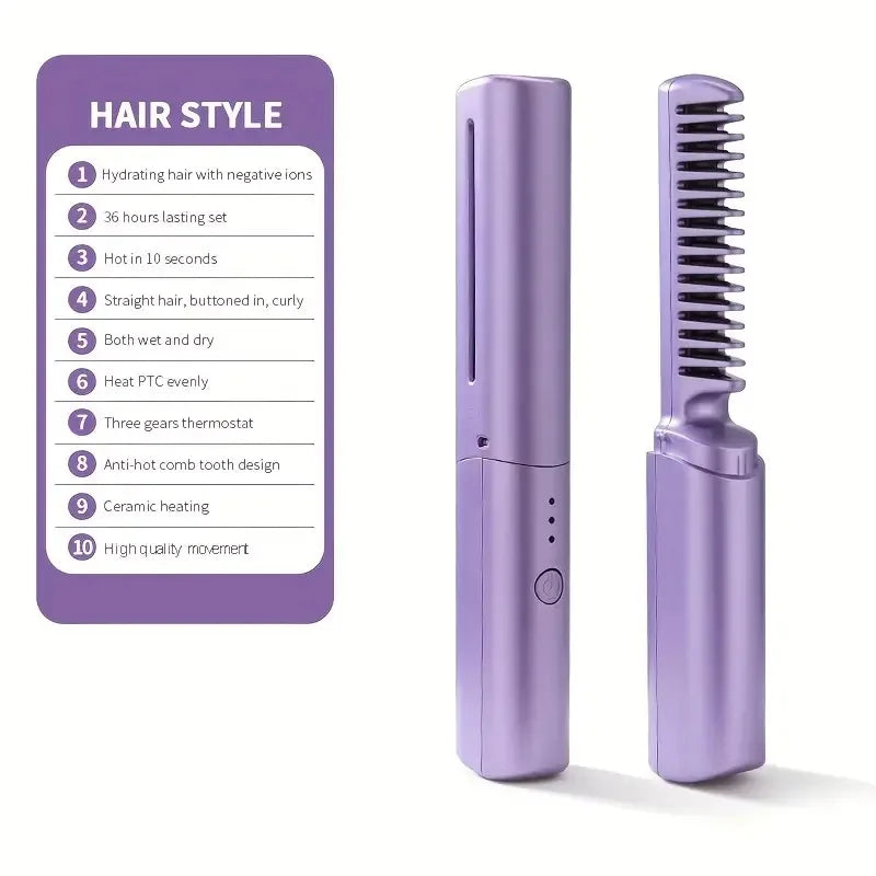 Portable Wireless Heating Comb for easy and quick hair styling