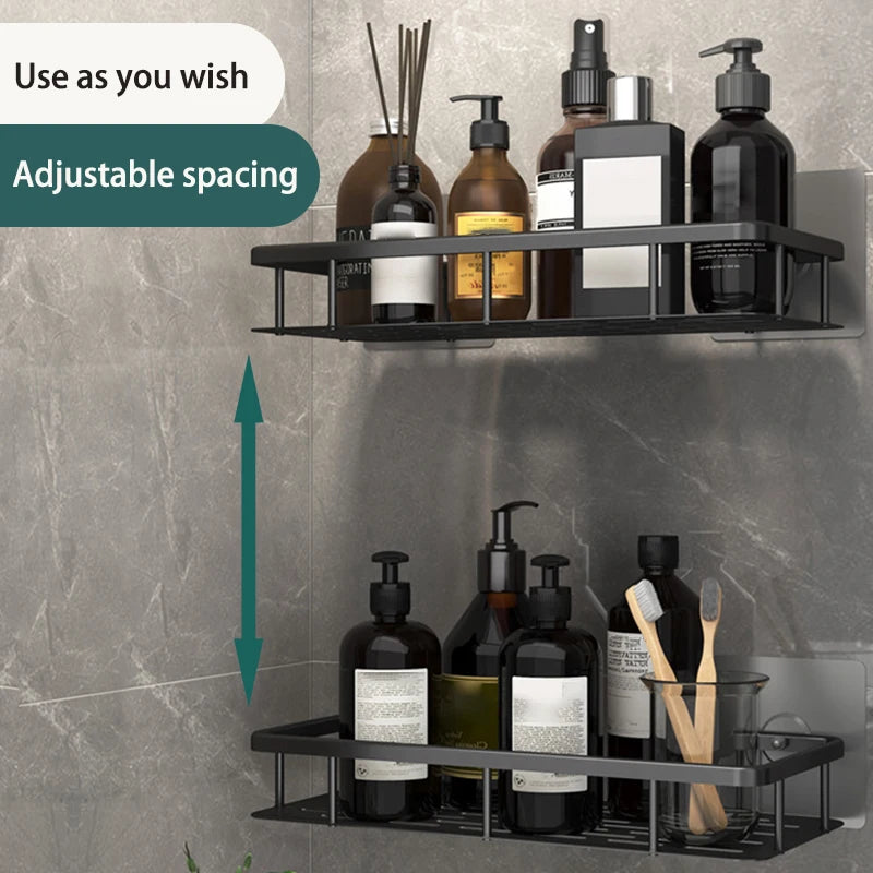 Aluminium alloy bathroom organizer with multi-tiered shelves