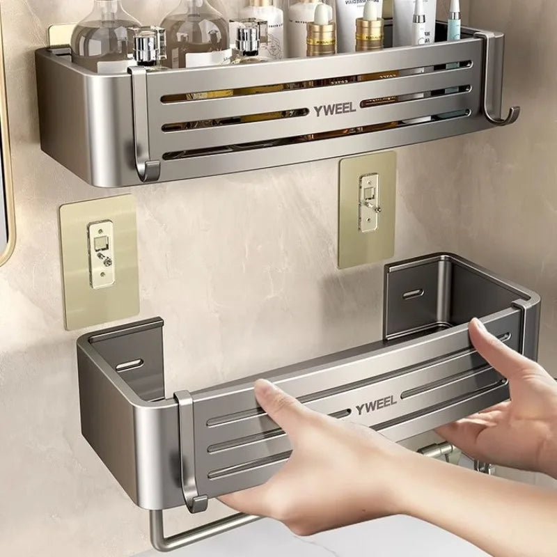 Aluminum bathroom shelves for stylish storage solutions