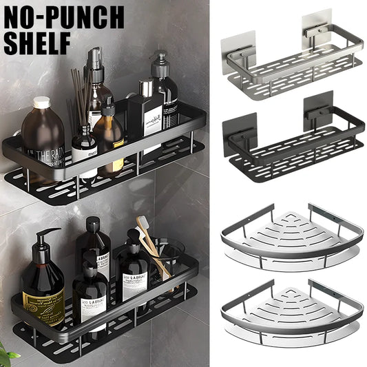 Aluminum alloy bathroom organizer with multi-tiered shelves