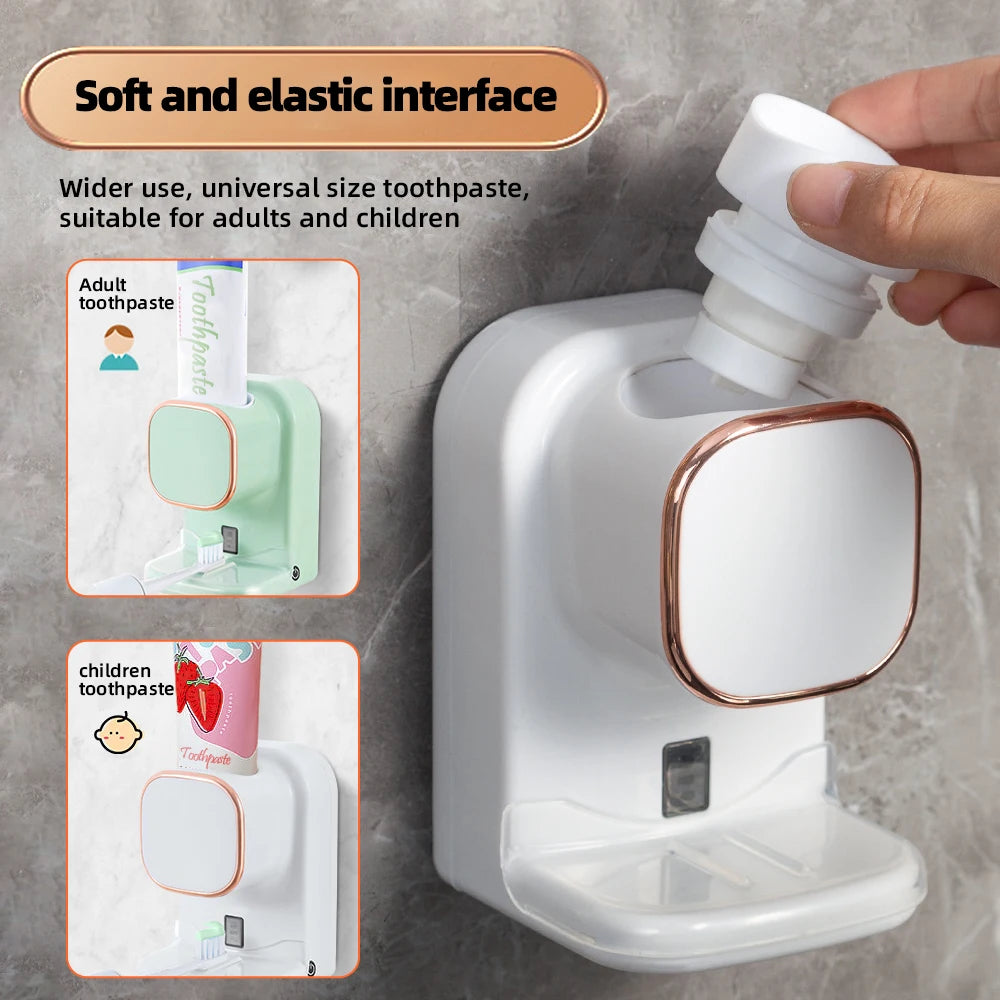 USB-powered automatic toothpaste dispenser with three squeeze modes