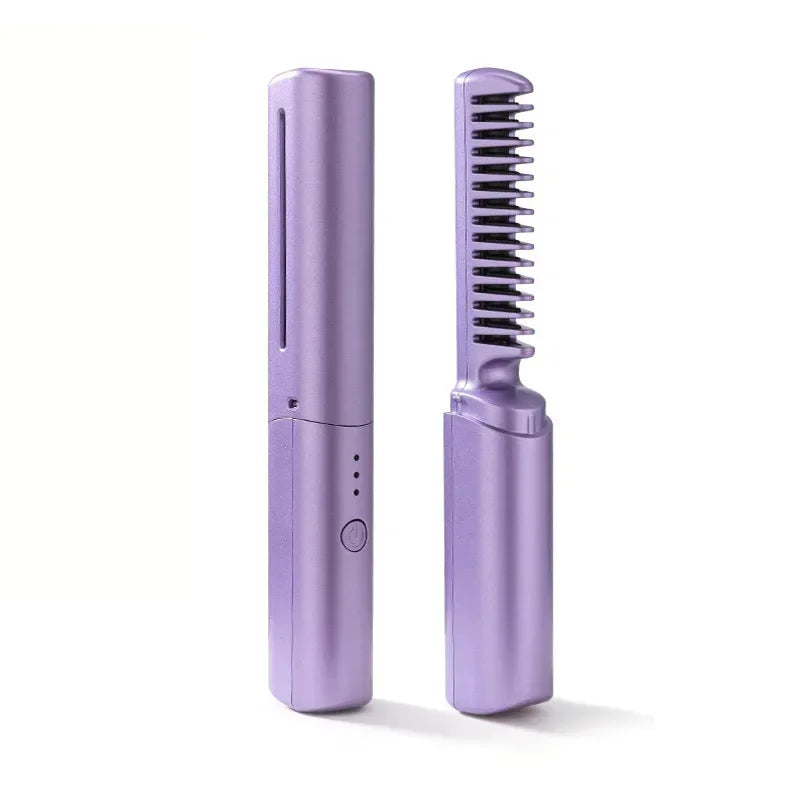 Portable Wireless Heating Comb for easy and quick hair styling : Purple