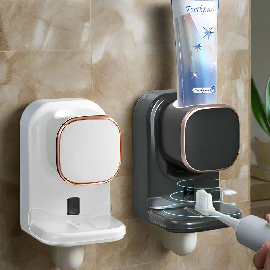 USB-powered automatic toothpaste dispenser with three squeeze modes