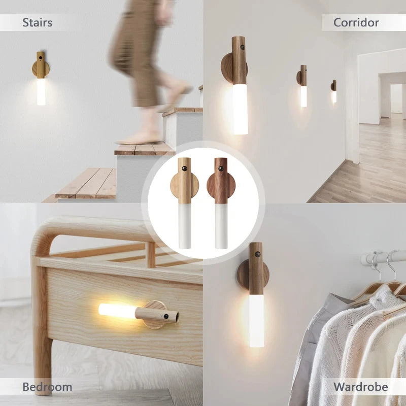 LED night light with imitation wood design for decor