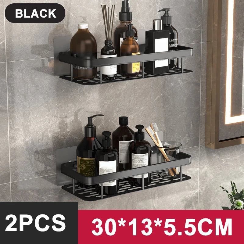 Aluminium alloy bathroom organizer with multi-tiered shelves