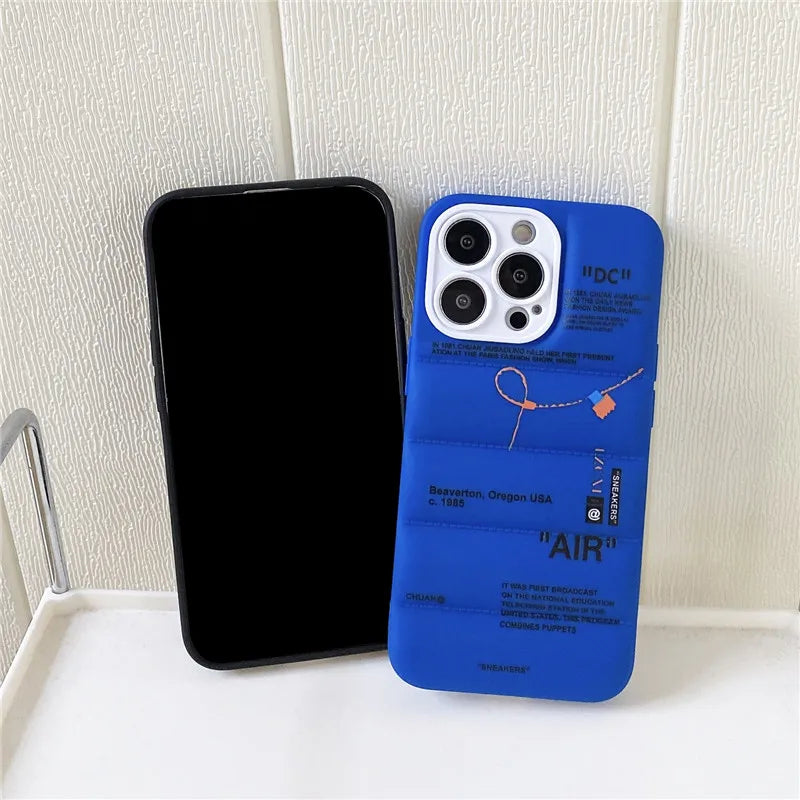 Stylish Puffer phone case offering lightweight protection for devices : Blue