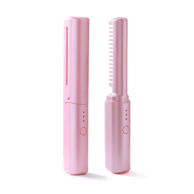 Portable Wireless Heating Comb for easy and quick hair styling : Pink