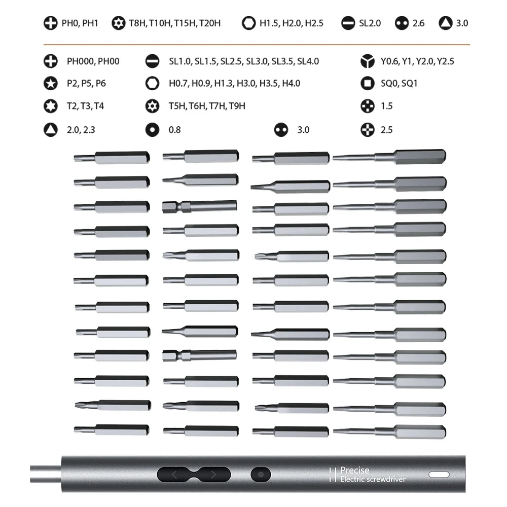 Electric screwdriver set with magnetic bits for precision work