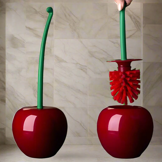 Cherry Toilet Brush Holder in bright colors for bathroom decor